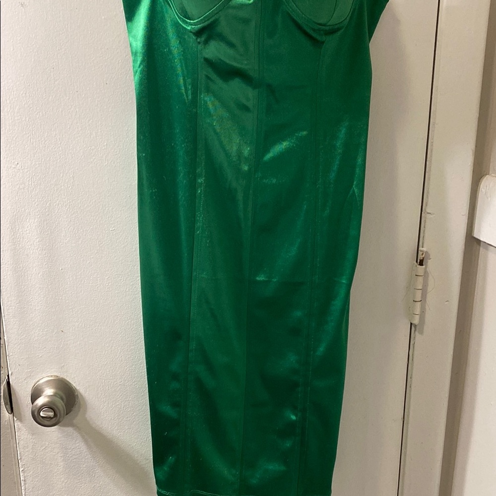 Elegant Green Satin Dress